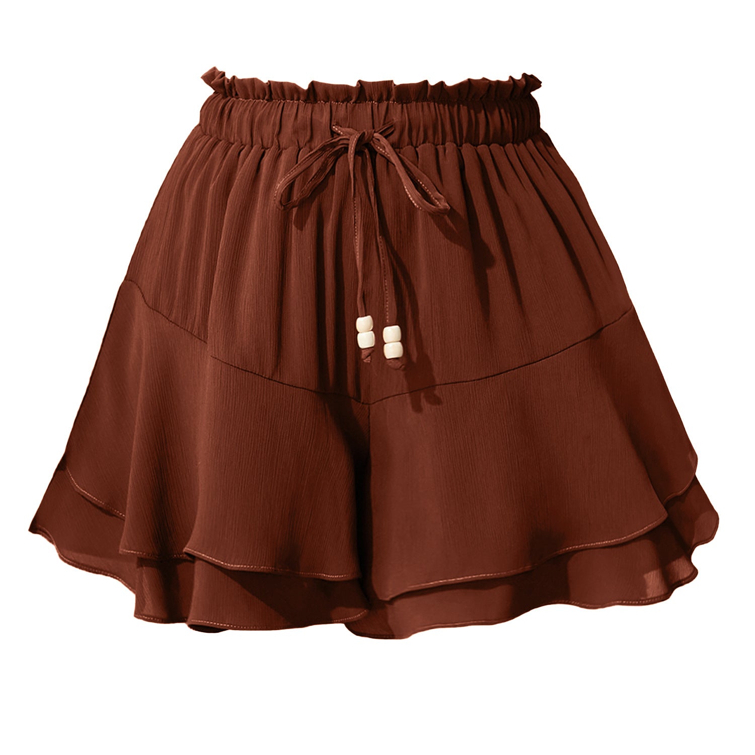 Ruffled Elastic Waist Drawstring Adjustable Sports Casual Skirt