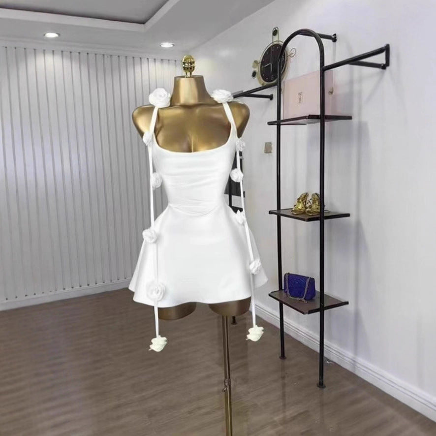 Summer Sleeveless Sling Three-dimensional Flower Pin Dress