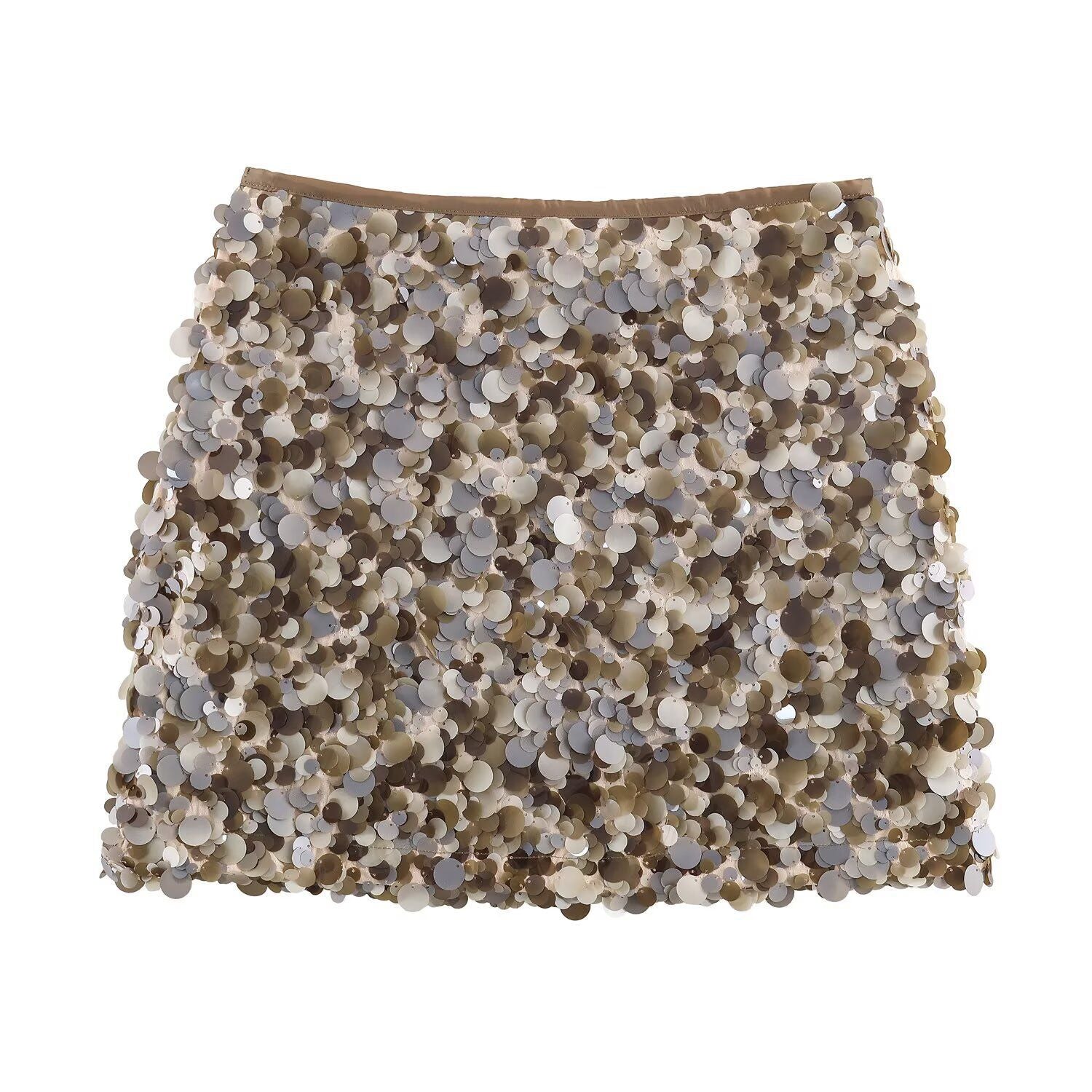 Slouchy Women's High Waist Sequins Mini Skirt