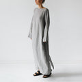 Cotton Linen Long Sleeve Off Shoulder Dress