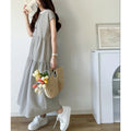 Summer Sweet Back Collar Sleeveless Striped Dress