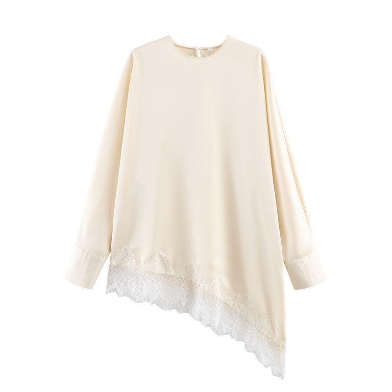 Women's Winter Fashion Loose Temperament Solid Color Asymmetric Blouse