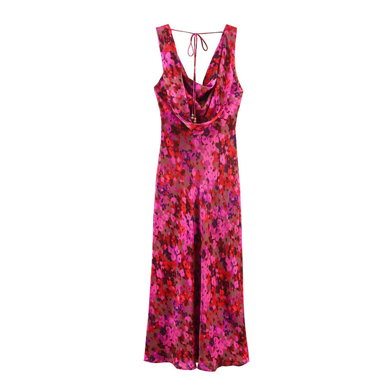 Fashion New Beautiful Flower Print Midi Dress