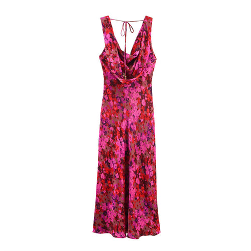 Fashion New Beautiful Flower Print Midi Dress