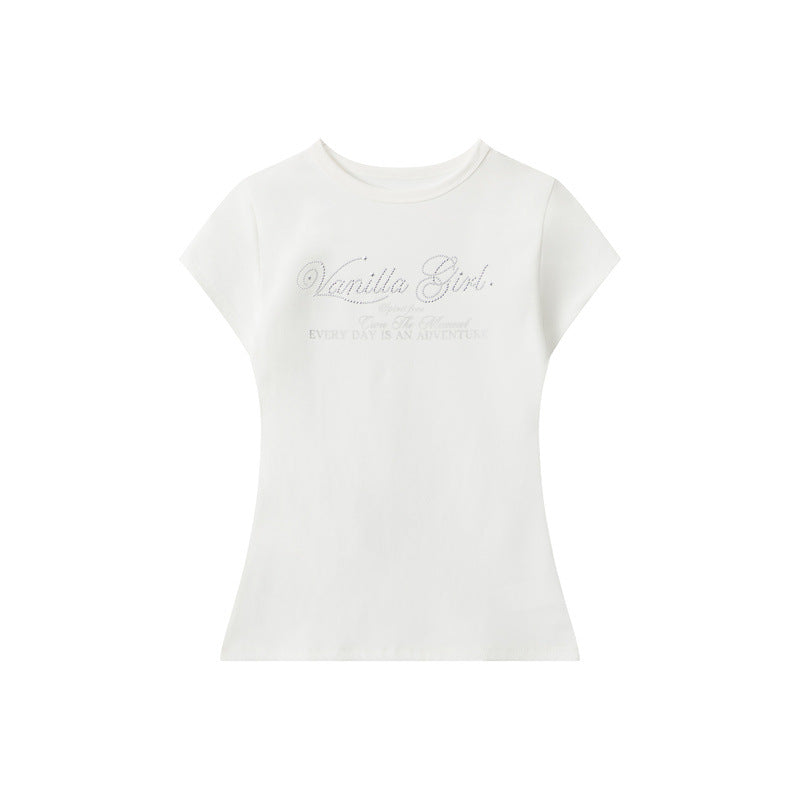 Women's Letter Sier Print Design Short-sleeved Slimming Women's T-shirt