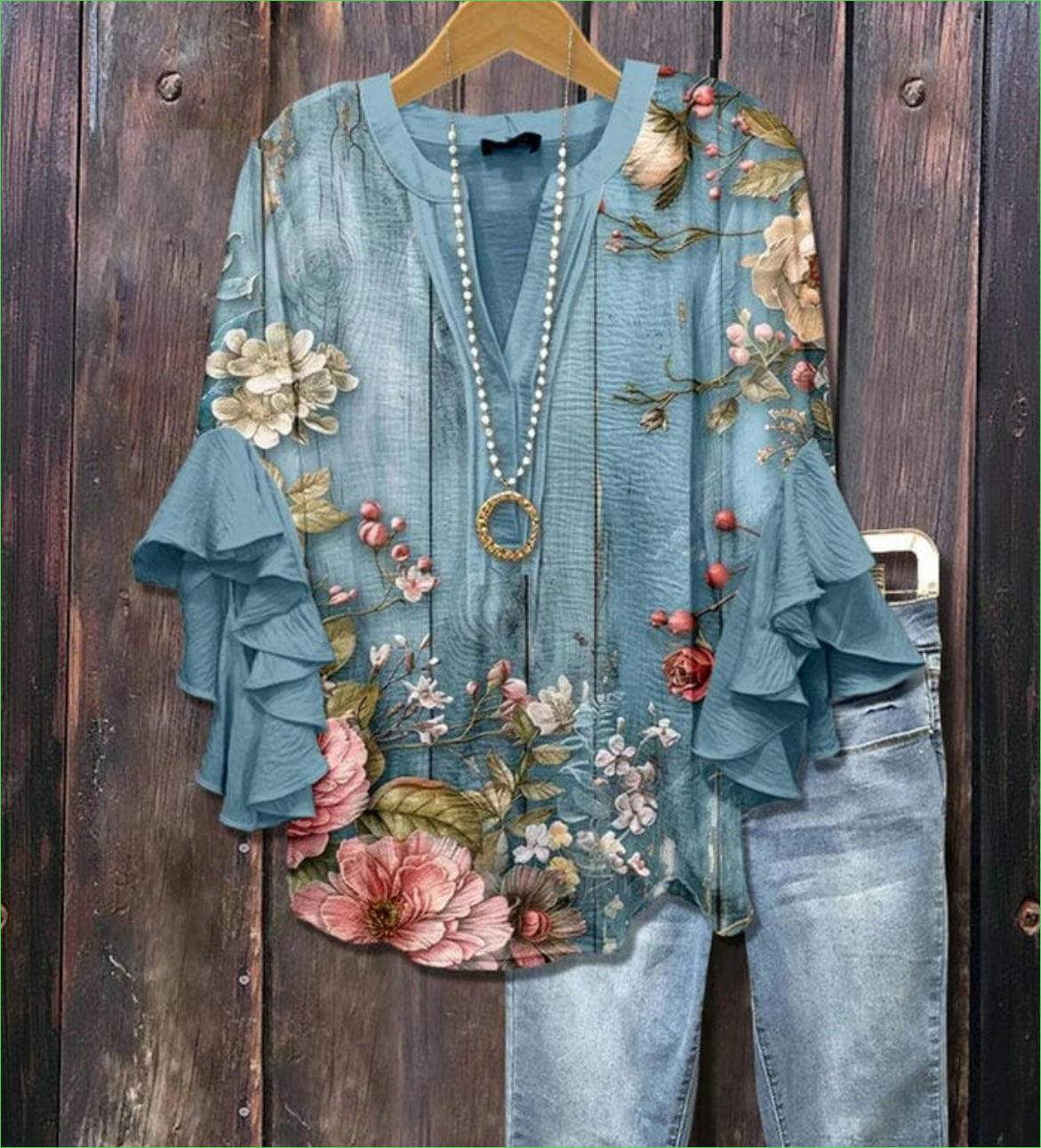 Women's Creative Floral Element Print Casual Trend Lotus Women's T-shirt