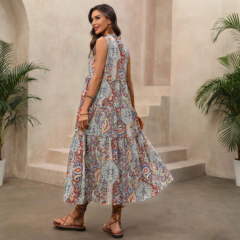 Summer Retro Vacation Style Large Swing Dress