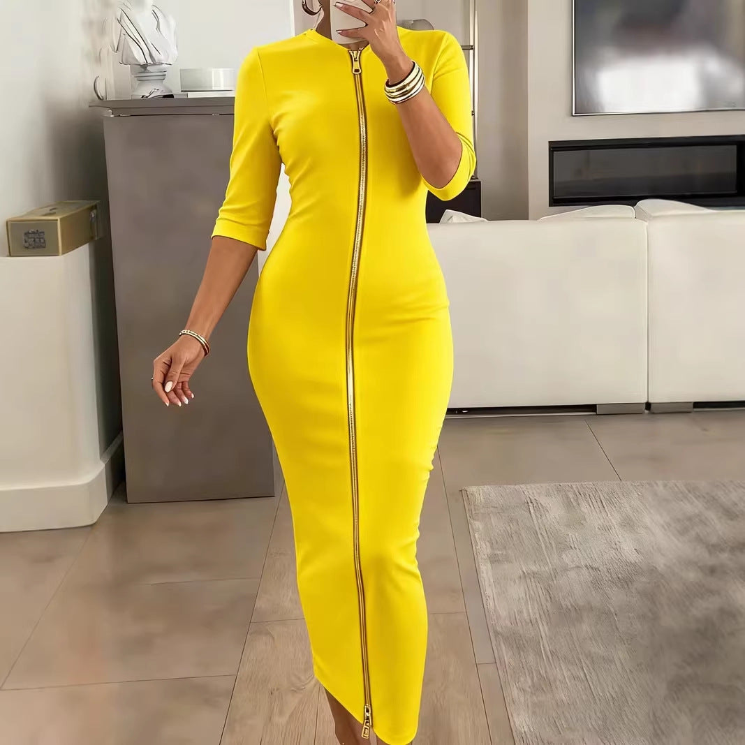 Women's Sexy Waist Trimming Hip Fashion Zipper Skirts