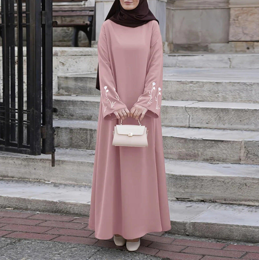 Attractive Robe Solid Color Embroidered Loose Plus Size