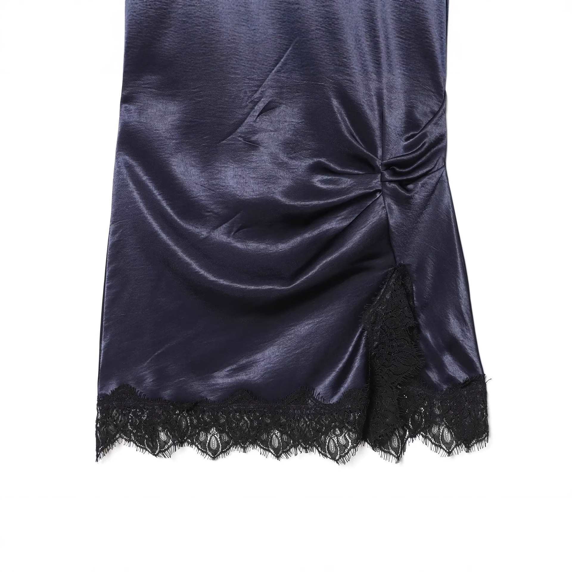 Women's Silk Satin Stitching Lace Mini Casual Wear Stylish Good Dress