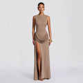 Women's Long-sleeved Pure Desire Draped Long Solid Dress