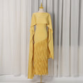 Women's Fashion Solid Color Shawl Design Sense Tassel Dress