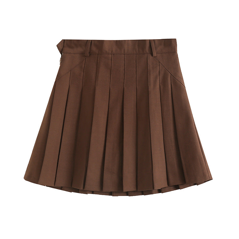 Women's Long-term Street Style High Waist Pleated Small A- Line Skirt