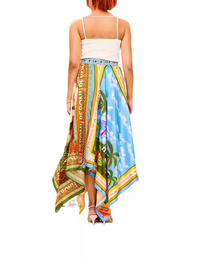Versatile Unique Casual Fashion Irregular Printed Skirt