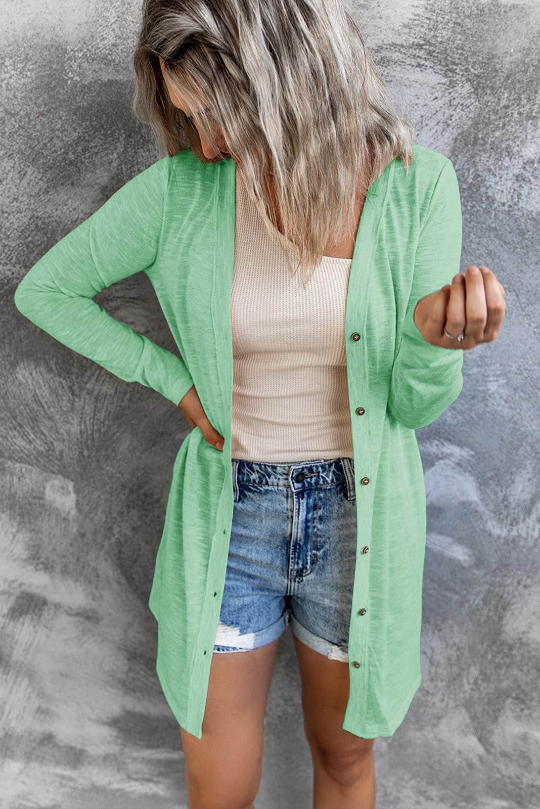 Protection Lightweight Breathable Pure Color Casual Versatile Long Cardigans