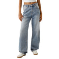 Women's Washed Loose Street High Waist Wide Jeans