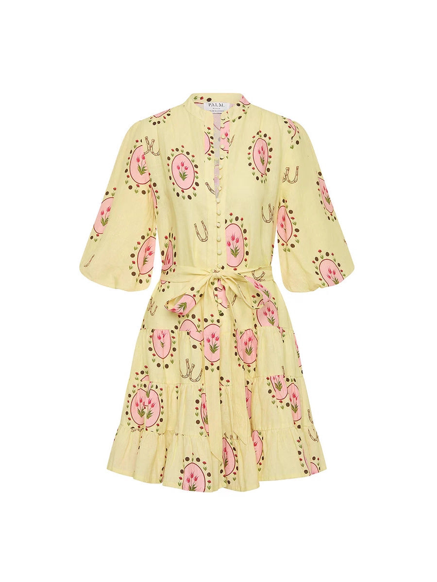 Versatile Casual Fashion Linen Shirt Collar Dress