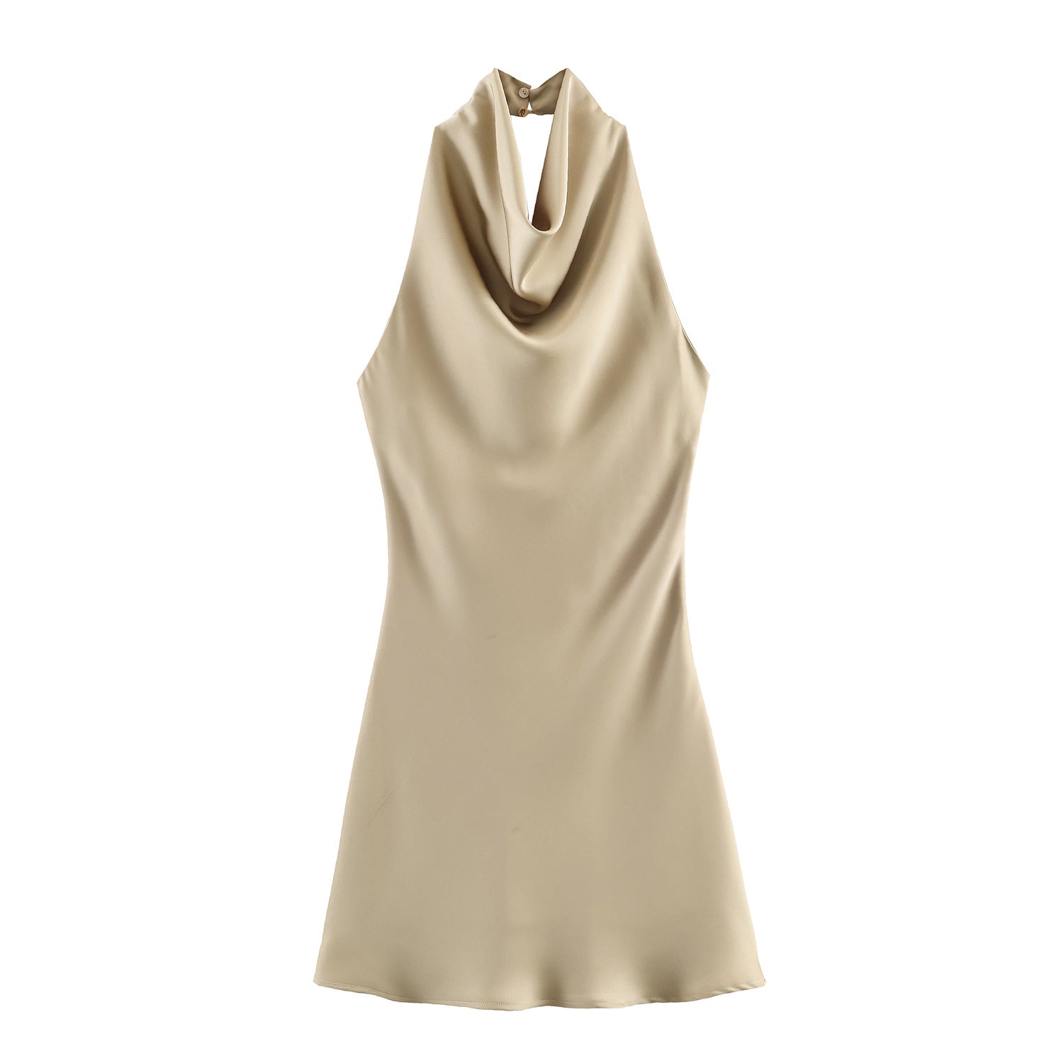 Women's Hanging Collar Sleeveless Silk Satin Texture Dress
