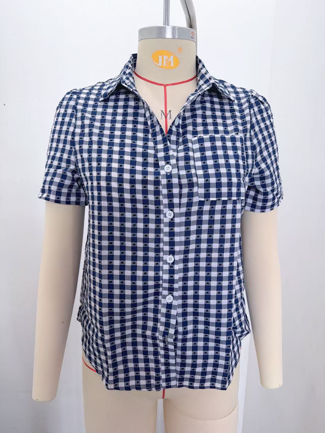 Women's Loose Sleeve Casual Plaid Shirt With Blouse