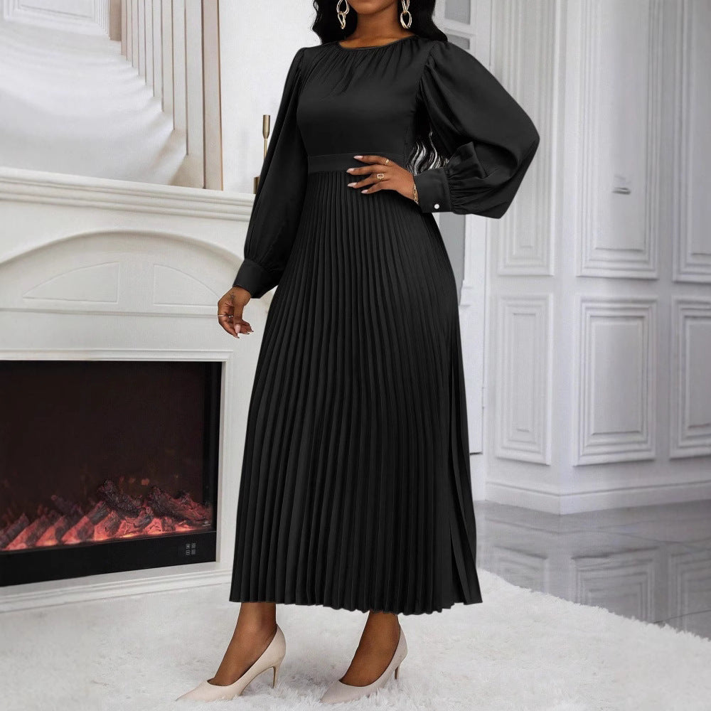 Beautiful Stylish Popular Women's Long-sleeved Pleated Dress