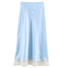Women's Fashion Lace Silk Satin Texture Midi Skirt