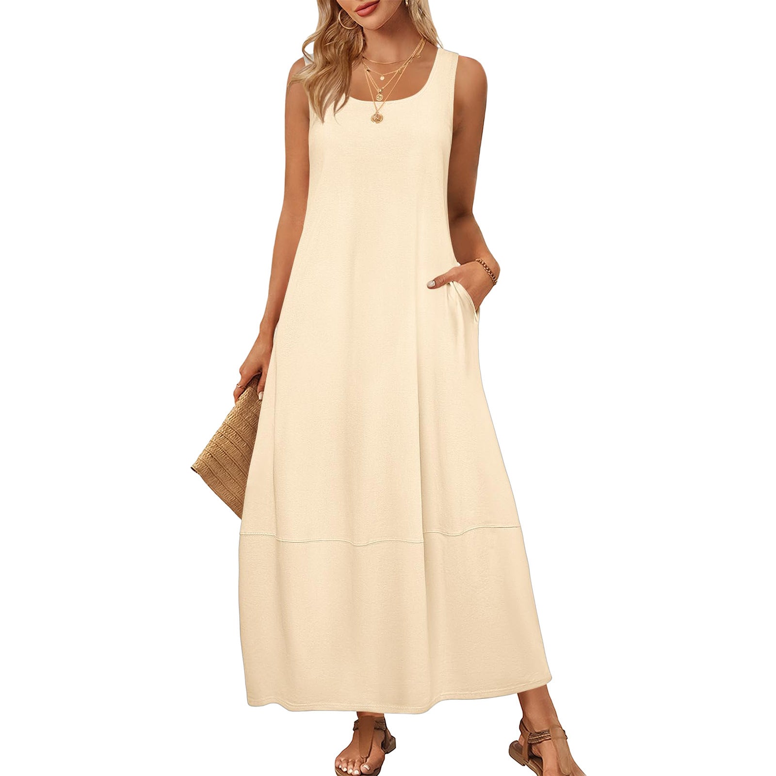 Women's Solid Color Pocket Sleeveless Casual Holiday Women's T-shirt