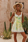 Slouchy Graceful Character Lace Sling Linen Dress
