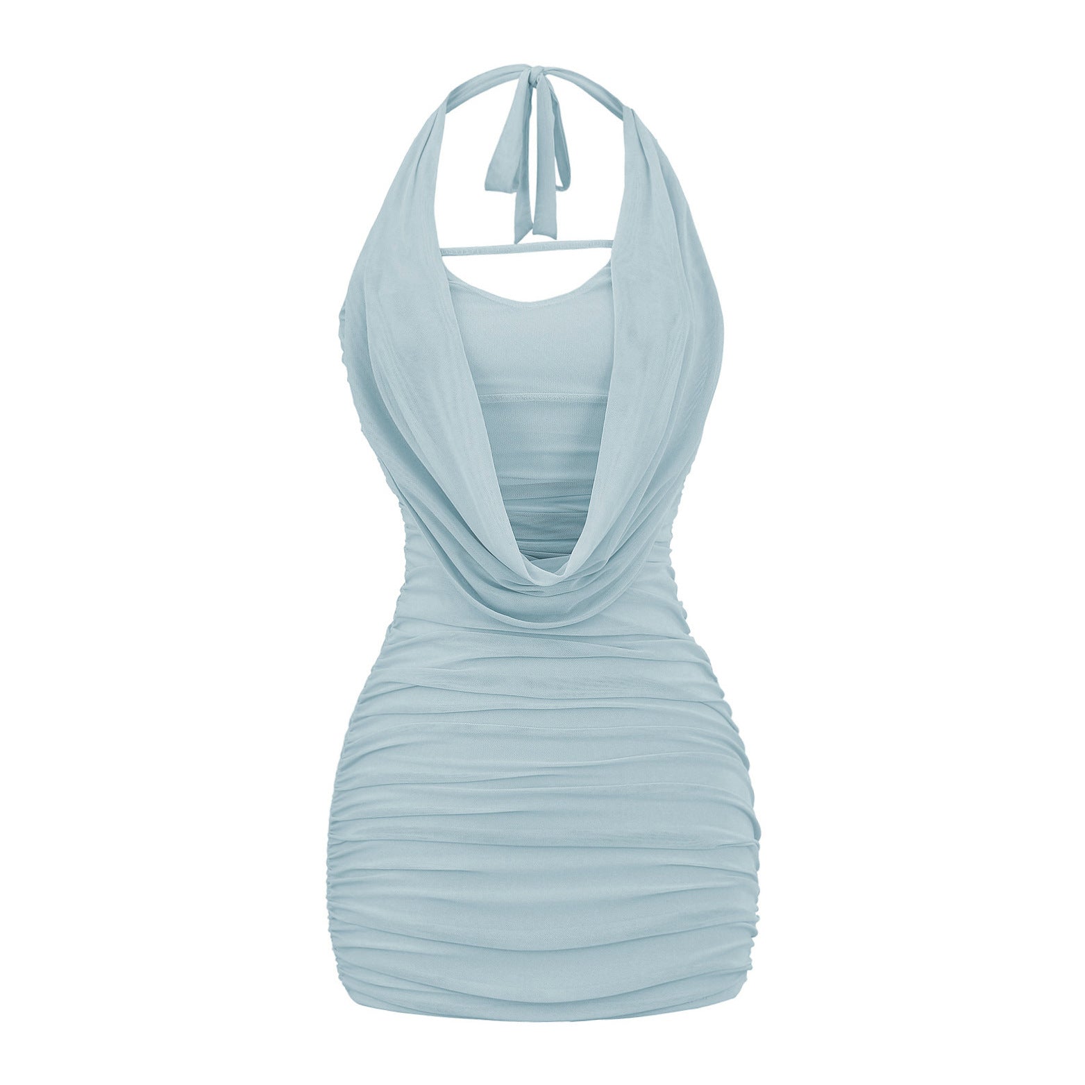 Hot Pure Desire Swing Collar Mesh Halter Dress