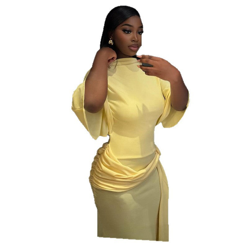 Women's Backless Sexy Pleated Loose Hip Split Long Skirts
