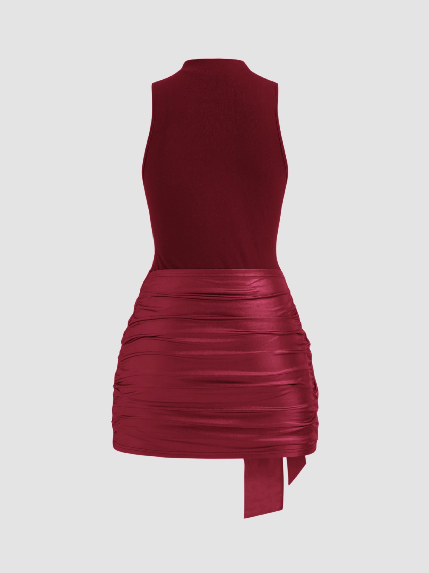 Sexy Solid Color Round Neck Sleeveless Sheath Skirts