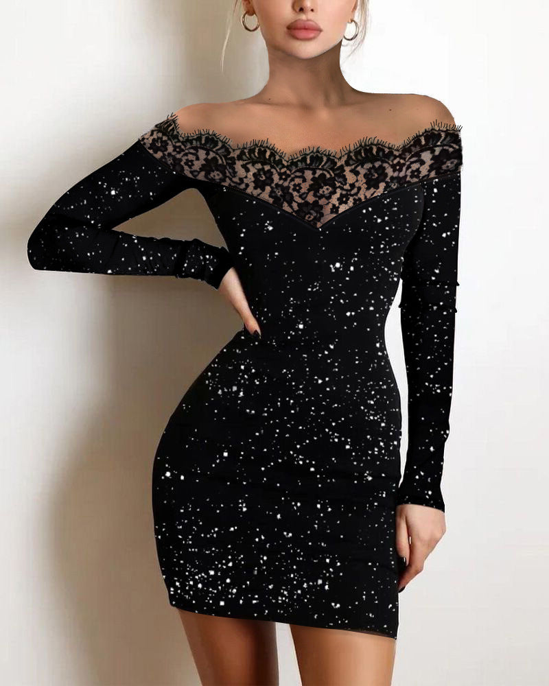 Lace Hollow Flash Highlight Stretch Fabric Skirts