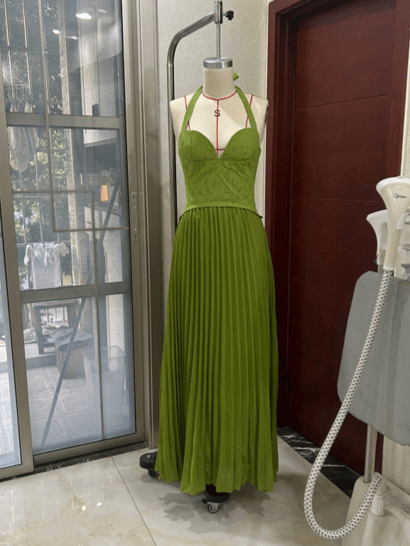 Women's Fashionable Sexy Backless Halter Low Collar Dress