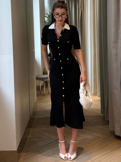 French Style Design Temperament Single Breasted Dress