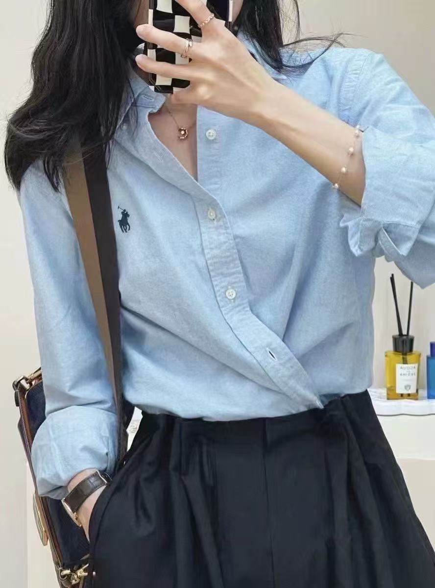 Women's & Men's Linen Shirt Horse Logo Embroidered Old Money Style Trendy Cotton Blouse