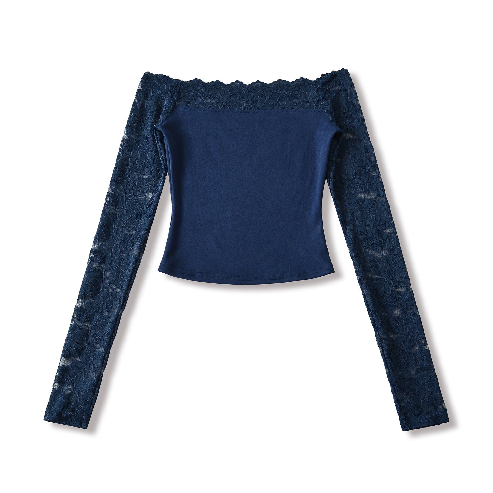 Classy Stylish Women's Lace Stitching Long-sleeved Women's T-shirt