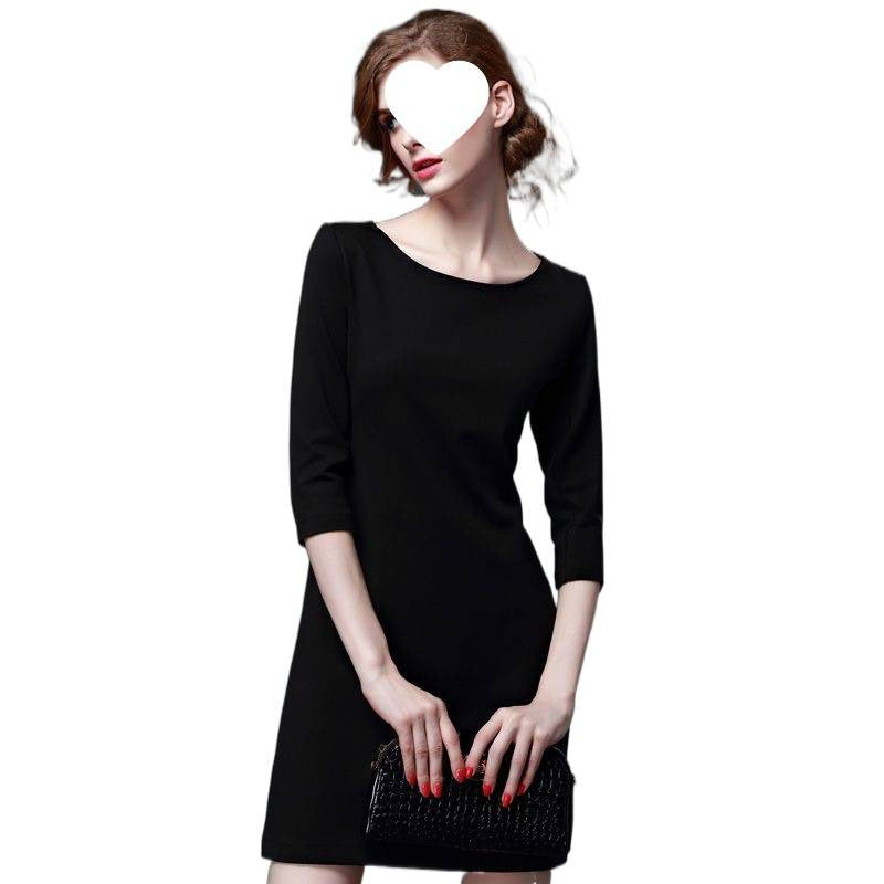 Spring Straight Three-quarter Sleeve Fat Elegant Loose Slimming Mid-length Dress