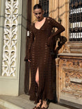Women's Hot Long Knitted Design Ruffled Idle Style Outer Cardigans