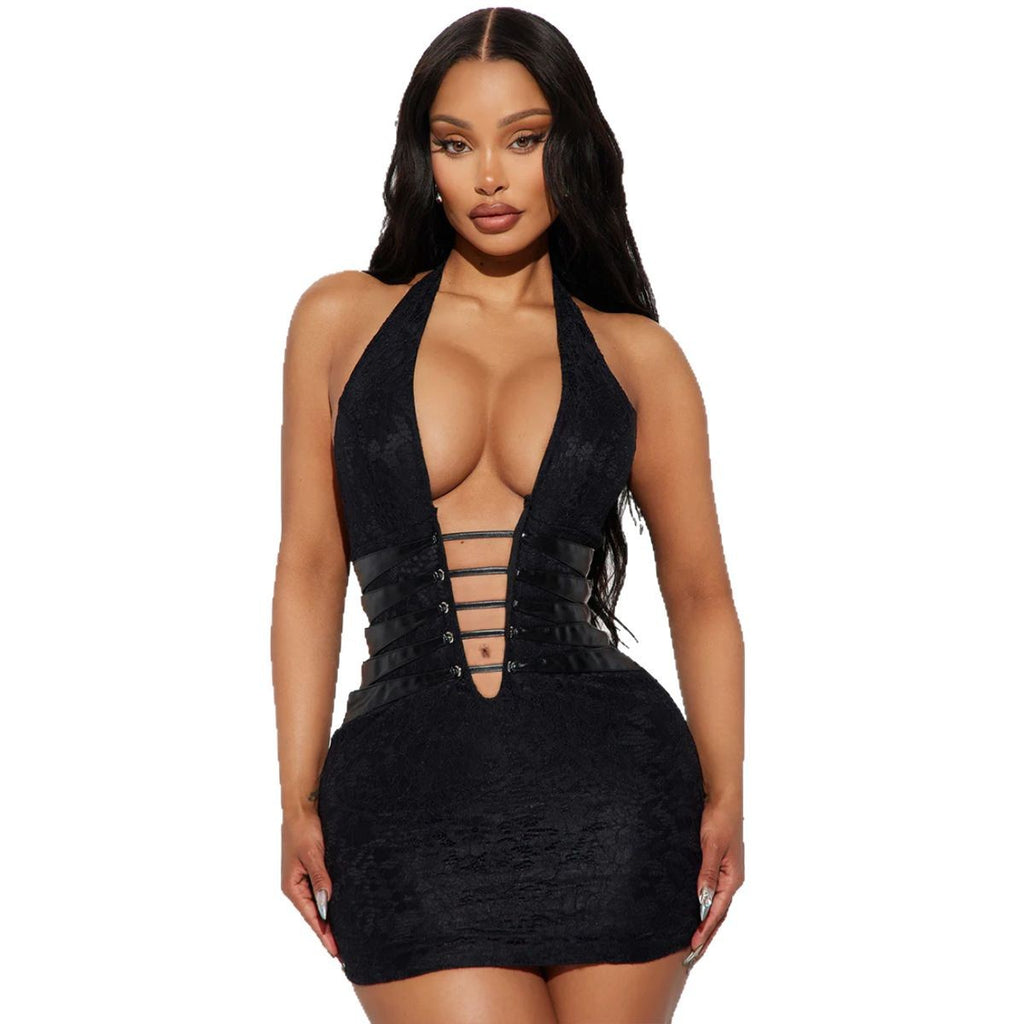 Women's Hollow Backless Night Club Style Halter Dress