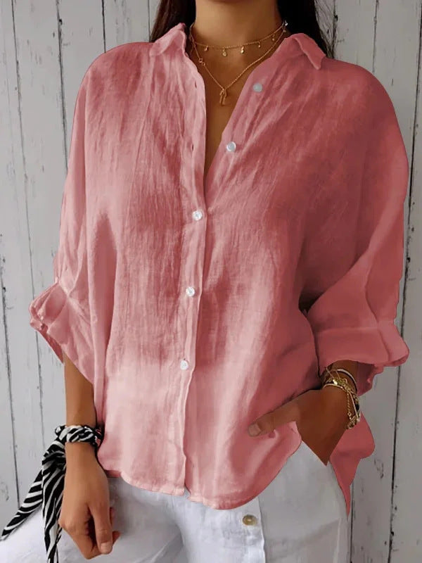 Spring Cotton Linen Back Design Shirt Blouse