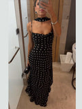 Elegant High-grade Sleeveless Polka Dot Scarf Dress