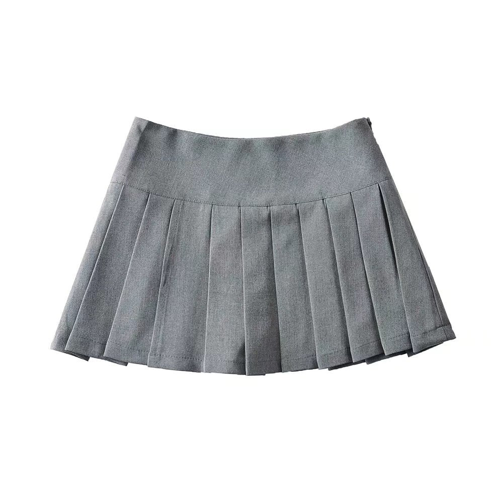 Women's Pleated Street Hipster Wear High Waist Side Slit Skirt