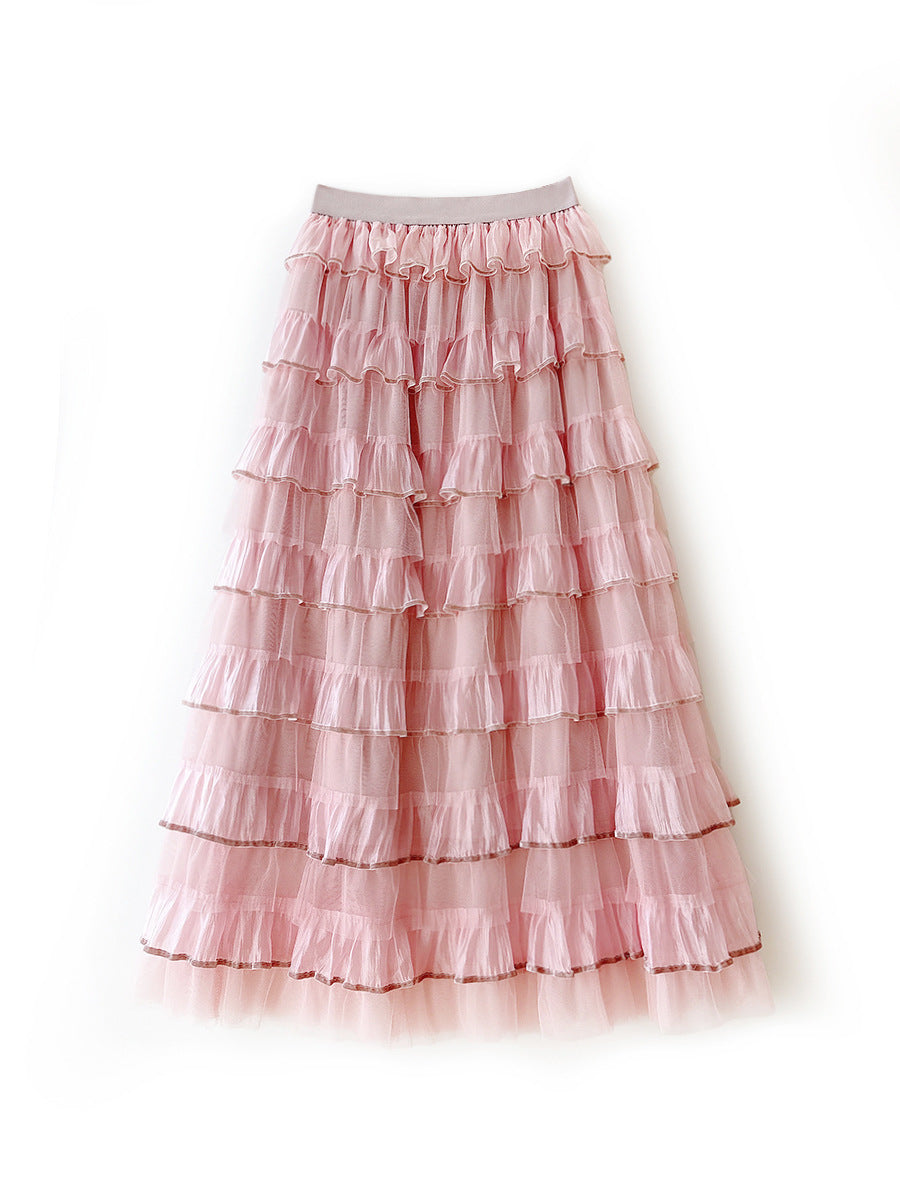 Organza Layers Long Patchwork Cake Dress Skirts