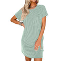 Women's Casual Contrast Color Twist Strip Sleeve Dress