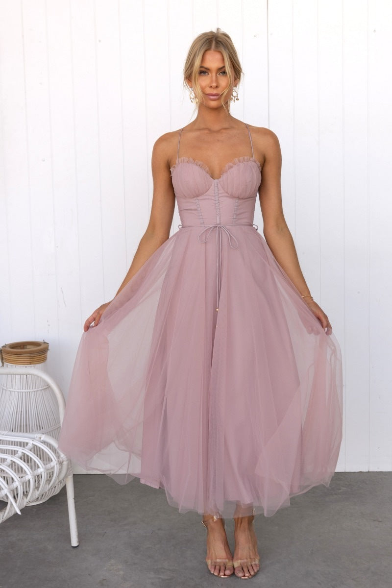 Beautiful Independent Temperament Sexy Straps Tulle Dress