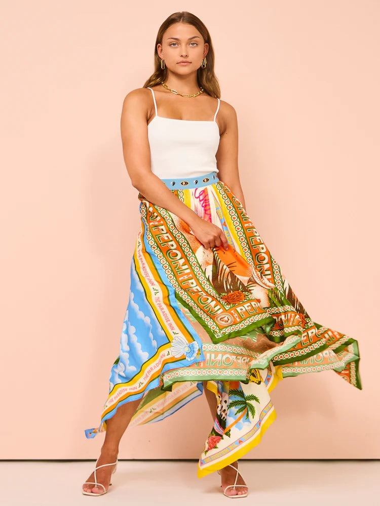 Versatile Unique Casual Fashion Irregular Printed Skirt