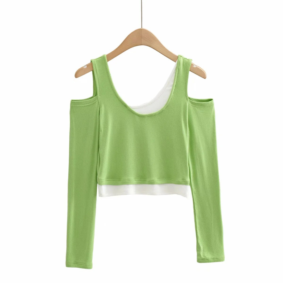 Elastic Slim Fit Slimming Short-sleeved Fake Two Pieces Women's T-shirt