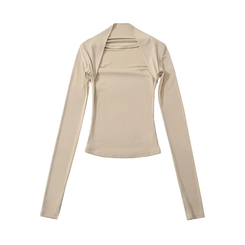 Women's Pure Desire Style Hot Square Collar Raglan Sleeve Slim Women's T-shirt