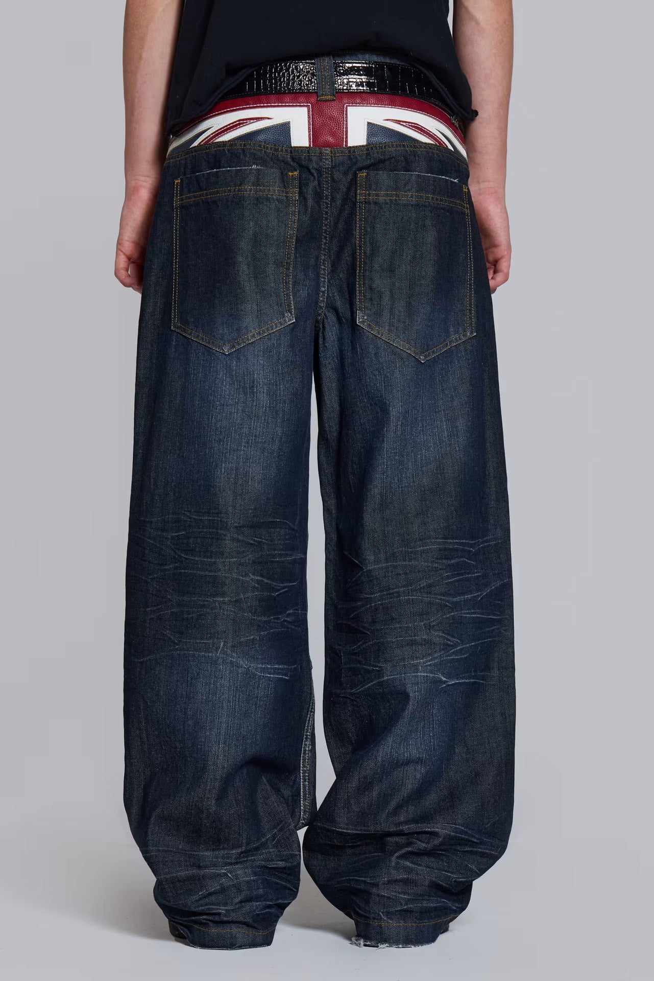 Women's & Men's Washed Retro High Street Tide Trousers Women's Jeans
