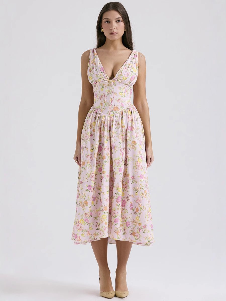 Beautiful Innovative Suspender Casual Printed Elegant Dress