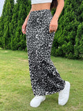 Women's High Waist Long Leopard Print Knee-length Tight Skirts